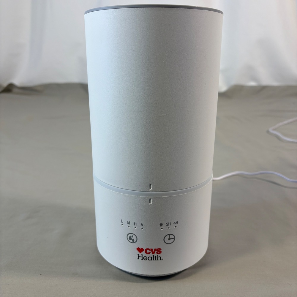 CVS Mini Humidifier Cool Mist Top Fill Programmable Timer Travel White Round